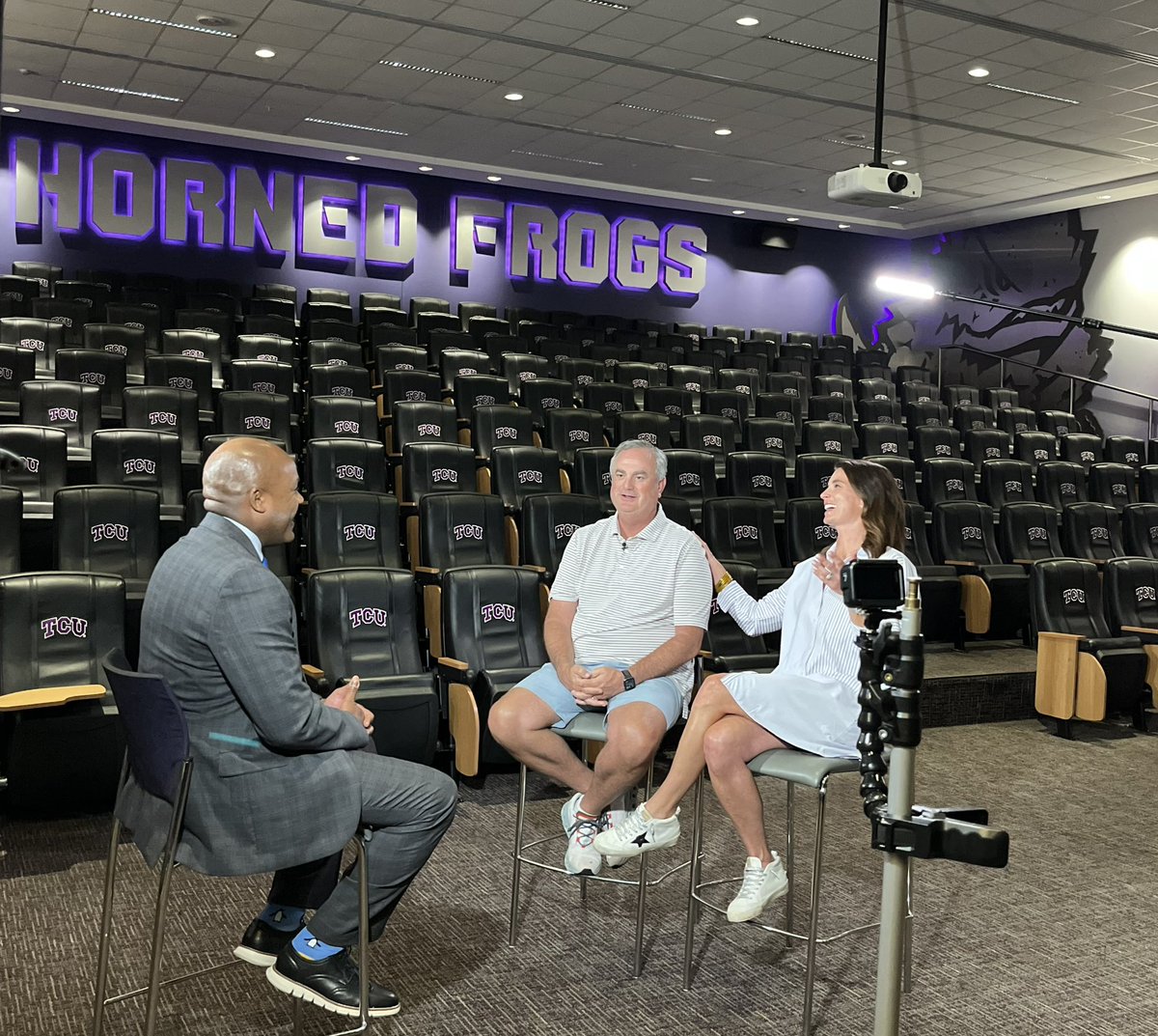 Always great to have @krussellcbs11 on campus, especially for a visit with @CoachSonnyDykes and Kate Dykes!