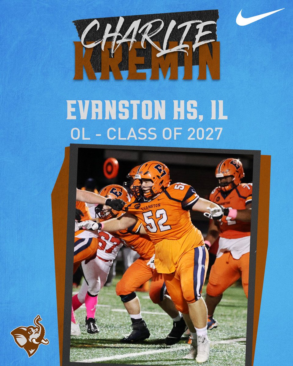 Welcome CHARLIE KREMIN out of Evanston, IL to the class of 2027! hudl.com/v/2JVfTX 🐘 #jumbopride