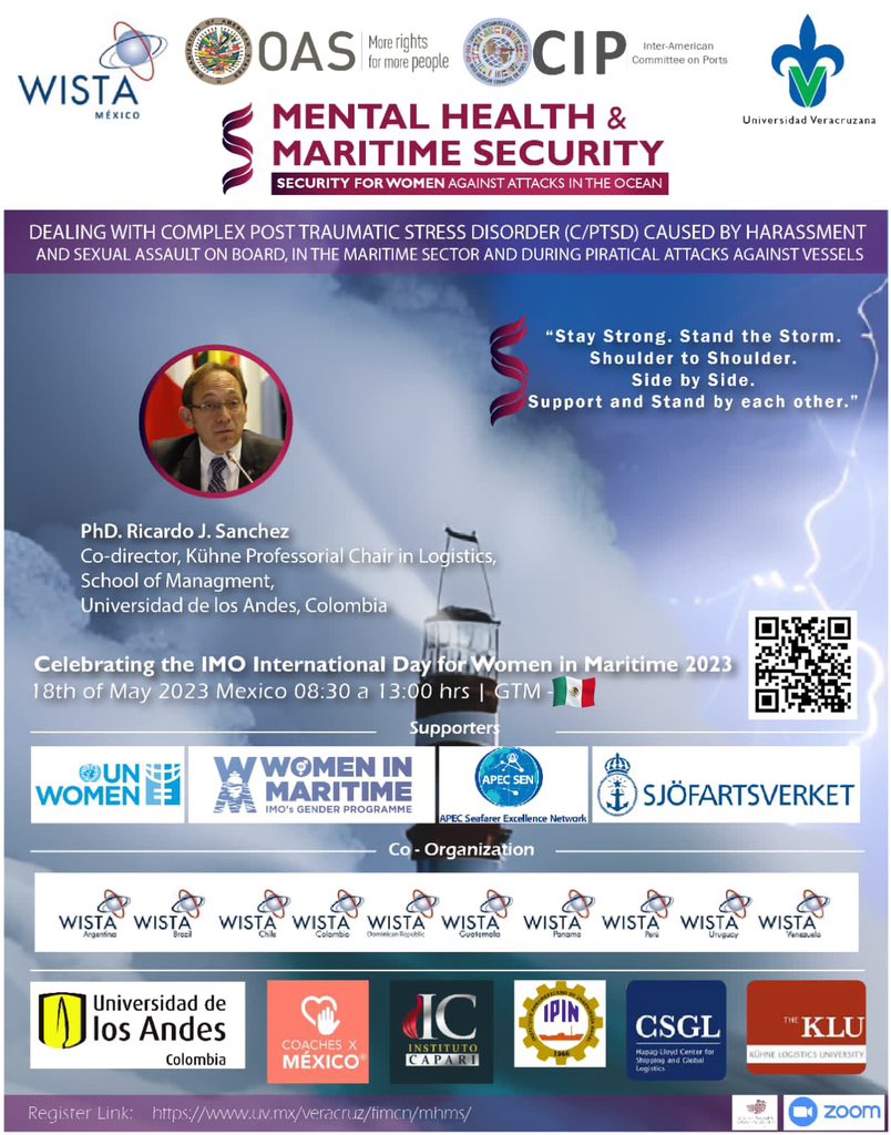 WistaMexico's tweet photo. On behalf of @WistaMexico @ComunicacionUV @CP_OEA we would like to invite you to the International Conference on Mental Health and Maritime Security on May 18 for #WomenInMaritimeDay 
Link: https://t.co/ABIFYpmaSv… https://t.co/ExYlANYiu5