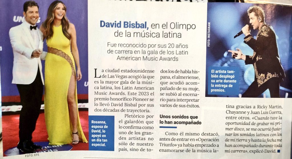 anamari_db's tweet photo. Pequeño scan de la #RevistaPronto sobre la participación de nuestro @davidbisbal en los @LatinAMAs https://t.co/Ns7ipVvqog