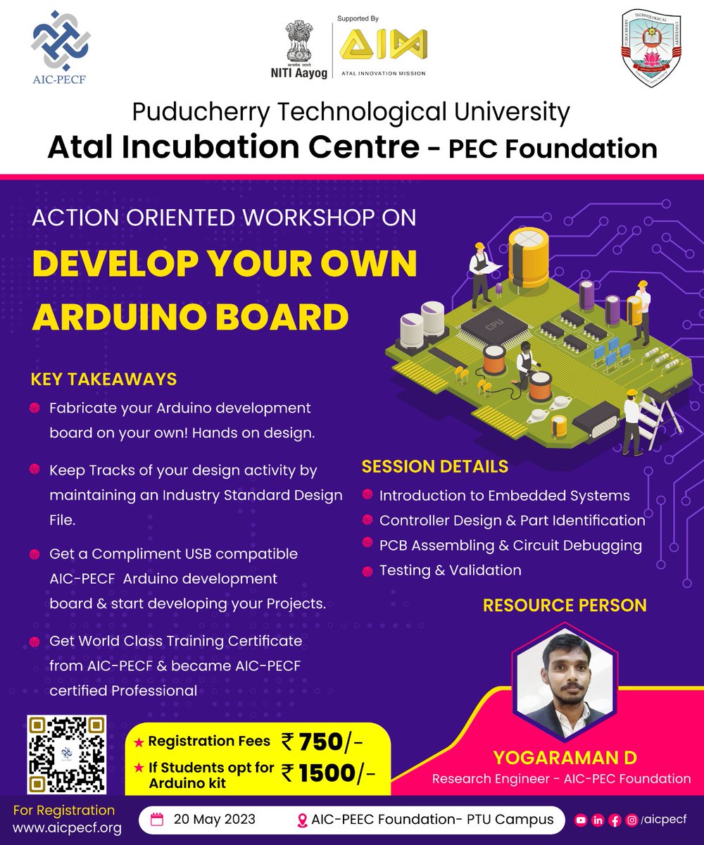 aicpecftweet's tweet photo. Ready to get creative with Arduino? 

Our event will show you how to build your own custom Arduino Board,
 no experience necessary!

 #Arduino #electronics #DIY #workshop

Registration link:- https://t.co/RHt2YrhyBp https://t.co/m2vYwdd0Xs