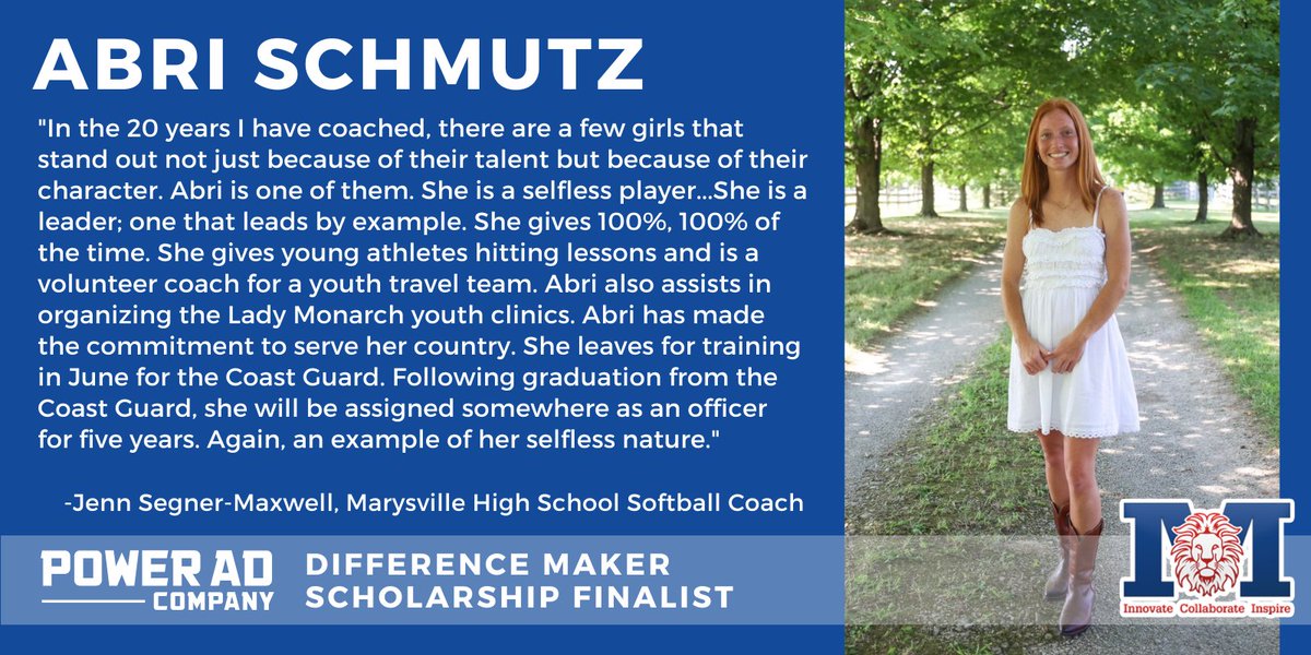 PowerAdCompany's tweet photo. Our first spring Difference Maker Scholarship is Abri Schmutz, a senior softball player at Marysville High School. Read below to hear from Abri's coach and athletic director about the impact she is making in her community and beyond!

#differencemaker https://t.co/hNGSWb8oR9