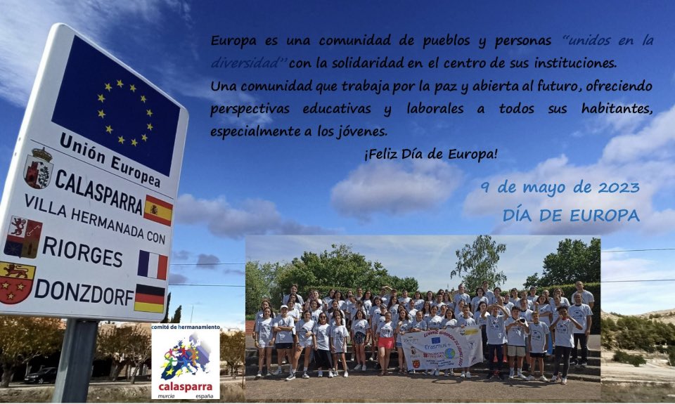 CHCalasparra's tweet photo. #DíadeEuropa🇪🇺 #EuropeDay #StrongerTogether #9deMayo #DeclaraciónSchuman #UniónEuropea #Twinning #Hermanamiento #Jumelage #Partneschaft #Towntwinning https://t.co/vLcGSvTPJs