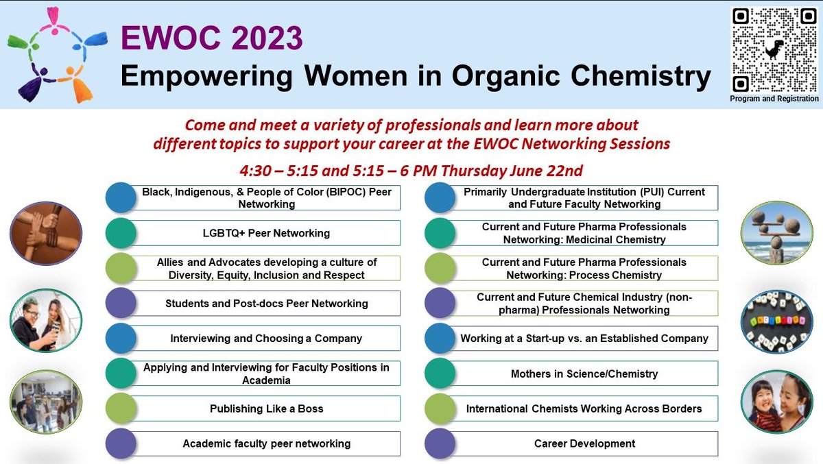 Make sure you register for #EWOC2023 so you can take part in these great #networking sessions! #WomenInChemistry @ACSorganic @faul_margaret