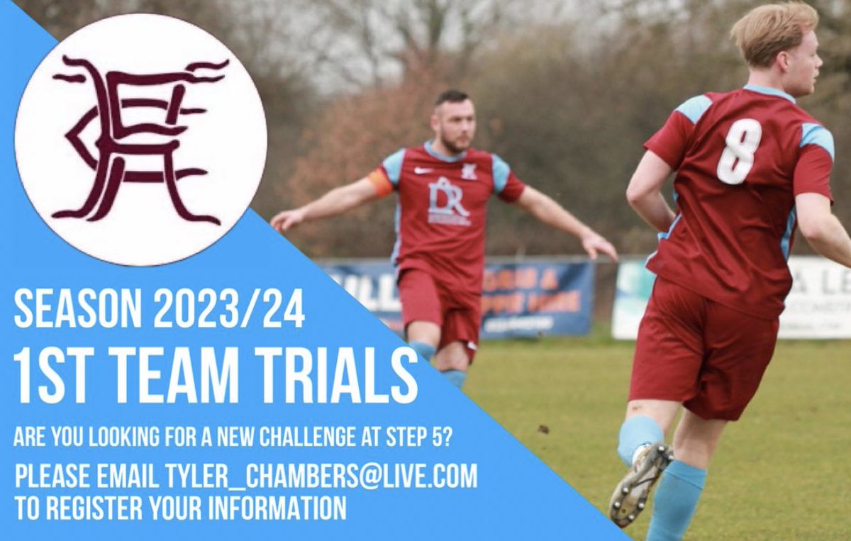 HorleyTownFC's tweet photo. 🚨First Team Trials🚨 

We are looking to bolster both our 1st team and development squad ahead of the upcoming 2023/2024 season ⚽️ 

If this opportunity is of interest please contact @TylerChambers_ or DM us for more information.

#HTFC|#HTFCfamily https://t.co/ullAJY45Ue