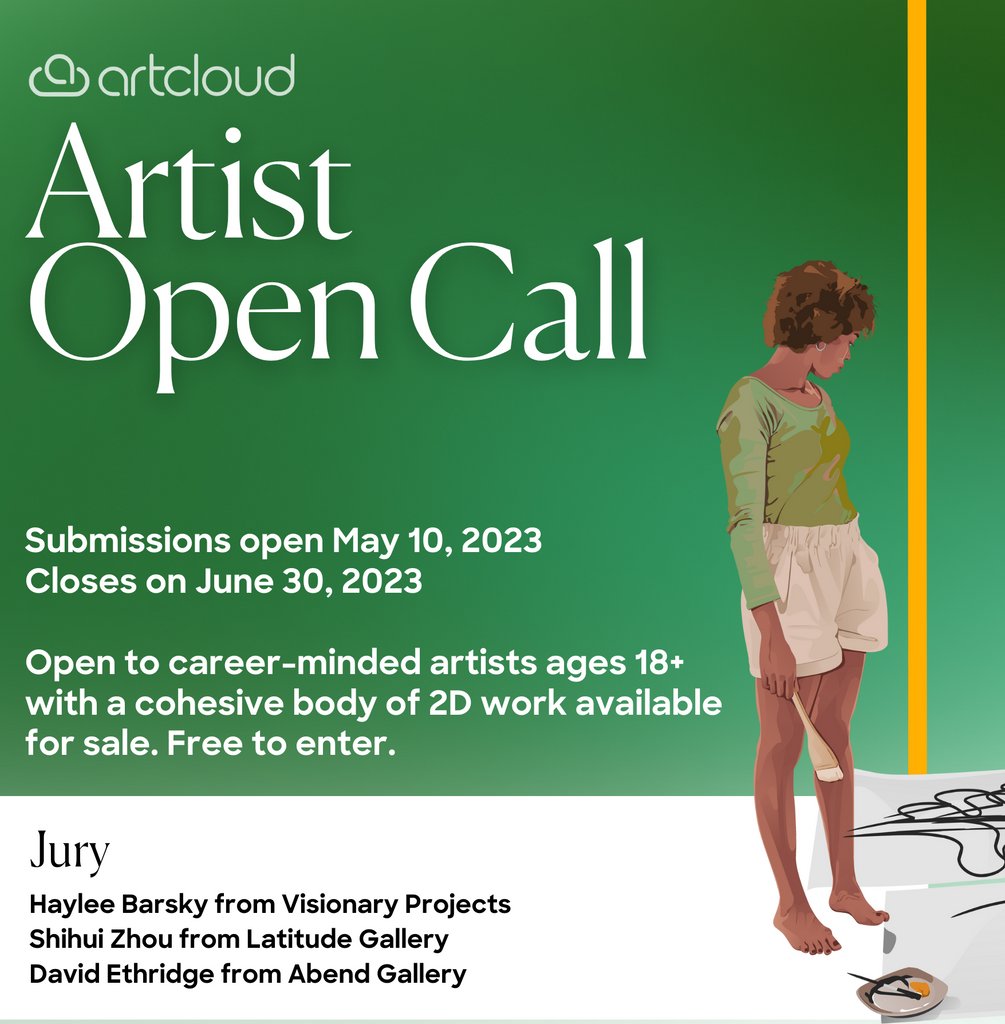 ArtCloud's tweet photo. Announcing our annual Artist Open Call with prizes from $400 - $1,000 and a YEAR of an ArtCloud subscription. 

Open to career-minded artists ages 18+ with a cohesive body of 2D work available for sale. Free to enter! The call closes on 6/30. About: https://t.co/JJUrIG8DyR https://t.co/RHHwO8uJGC
