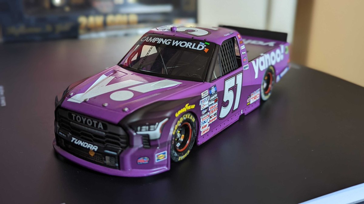 exit10agency's tweet image. Nothing compares to the thrill of seeing a design come to life! We recently got a hold of the official diecasts of the 2022 Yahoo liveries we designed: Christopher Bell’s #20 NASCAR Cup Series car, and Kyle Busch’s race-winning #51 NASCAR Craftsman Truck Series truck from Sonoma!