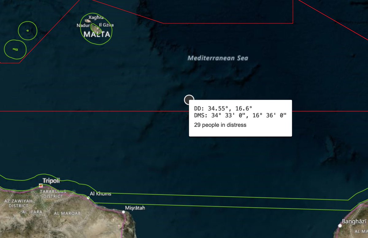 This morning we were alerted by 29 people in distress on a boat from #Libya. They now reached #Malta #SAR zone &amp; say "the sea started to move &amp; there are waves". The weather is becoming very dangerous &amp; the people need to be rescued either by #EU authorities or by nearby vessels!