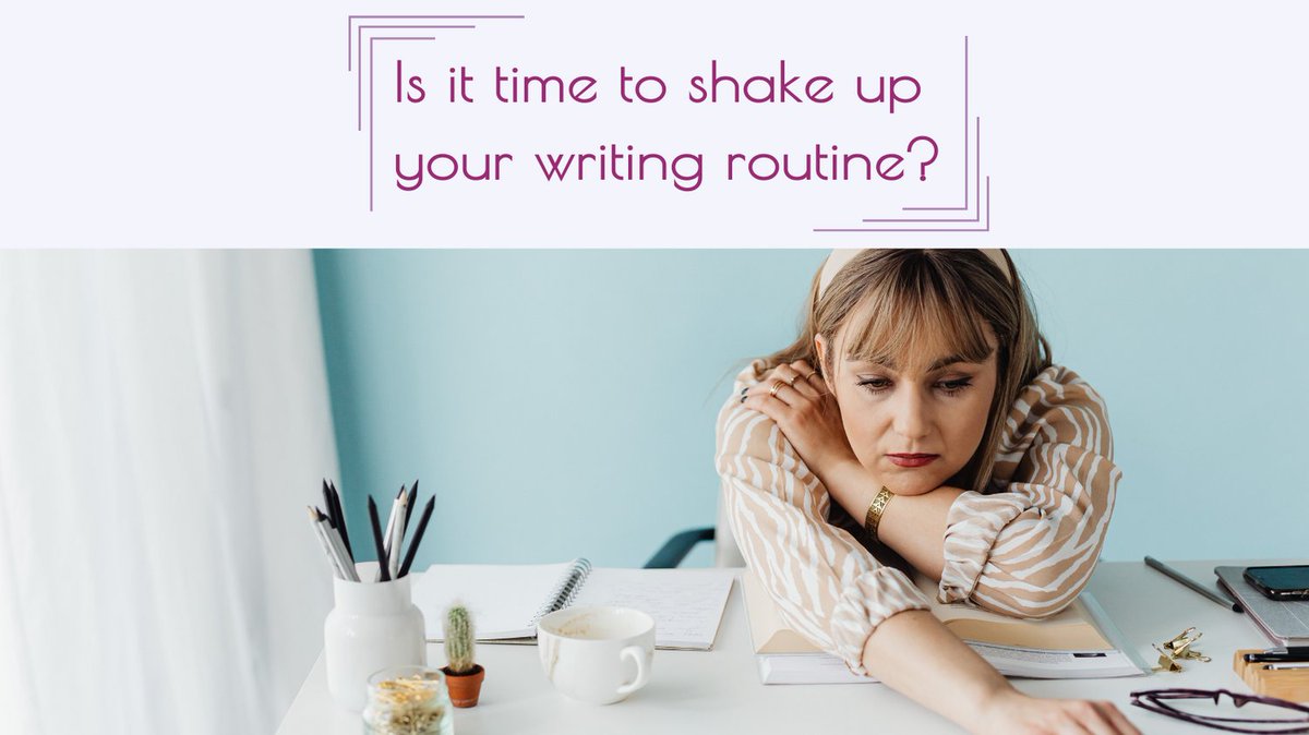 RachelPayetta's tweet photo. Feeling blah about writing? You’re not alone. Thankfully, all it takes to get excited about writing again is to shake up your routine. Try writing somewhere else or at a different time of day or with different tools. #writinggoals #writingcommunity #writersoftwitter #writingtips https://t.co/iFVzMAFuhD