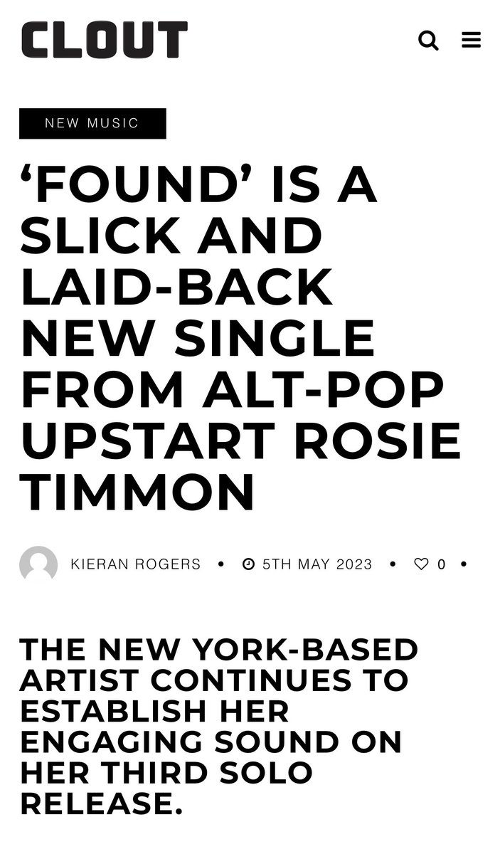 Check out my <a href="/realrealclout/">CLOUT</a> review of my new song ‘Found’! Read the full article using the link in my bio! ☺️