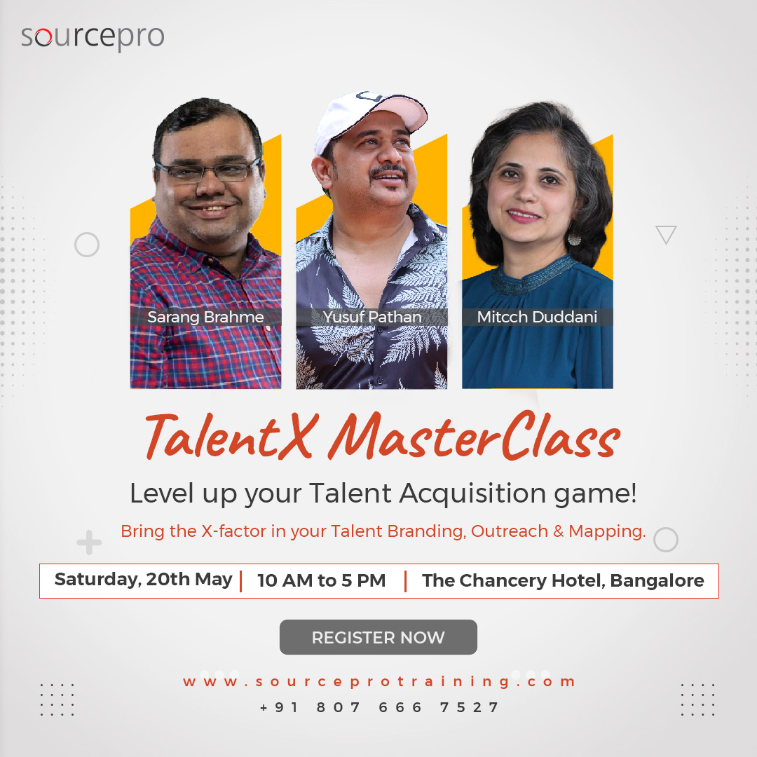 To transform your Talent Acquisition game join the action-packed workshop where we'll be diving into talent branding, outreach &  candidate mapping  Register: bit.ly/3KVcsPn #sourcepro #TalentXMasterclass #EmployerBrand #TalentAcquisition #sourcingadda #recruitingadda