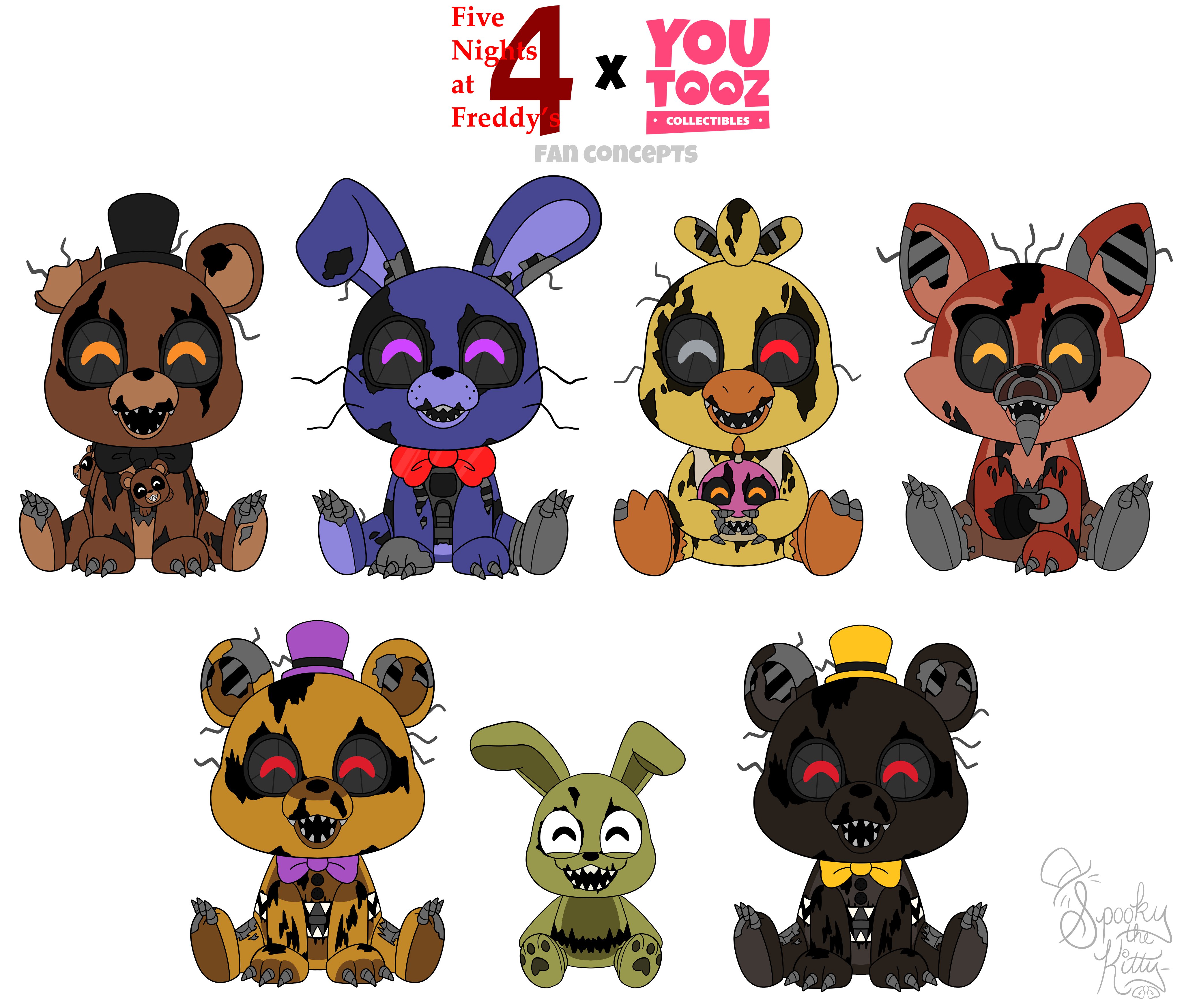Spooky 🦀 on X: Full Fnaf 4 @youtooz plush set fan concepts. With how much  fnaf stuff youtooz is already making, I'd love for them to do some fnaf 4  plushies in