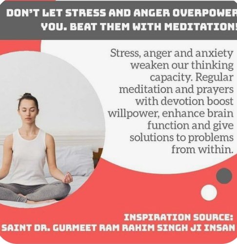 Saint Dr Gurmeet Ram Rahim Singh Ji Insan has taught #MethodOfMeditation to millions people.#Meditation increases the amount of oxygen in the brain, solutions to problems r found from inside and by this the person #DriveAwayStress and remains happy #StressFreeLife #LiveStressFree