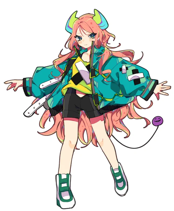 オリキャラの髪を下ろす遊び絵 #イラスト