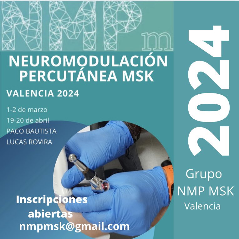 Ya tenemos nuevas fechas para el curso de NMP MSK para la edición del 2024 con <a href="/pacobautista1/">Paco Bautista</a> y <a href="/lucasrovira/">Lucas Rovira, MD. PhD.</a> en Valencia. Abrimos inscripciones! No te quedes sin tu plaza. #Fisioterapia #fisioinvasiva #neuromodulacion