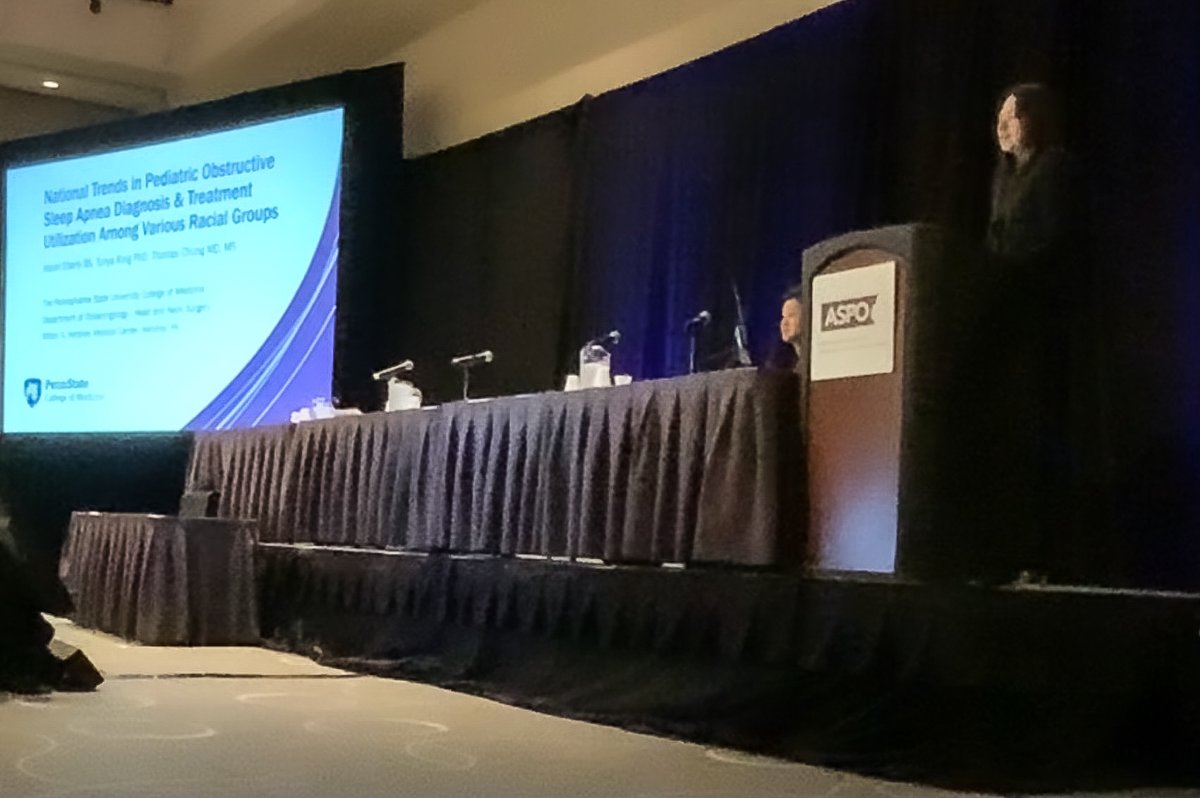 Medical student research fellow, Hanel Eberly, presenting at #COSM2023: National Trends in Pediatric Obstructive #SleepApnea Diagnosis &amp; Treatment Utilization Among Various Racial Groups. <a href="/PennStateGME/">PennStateGME</a> <a href="/__COSM/">COSM</a>  #ASPO