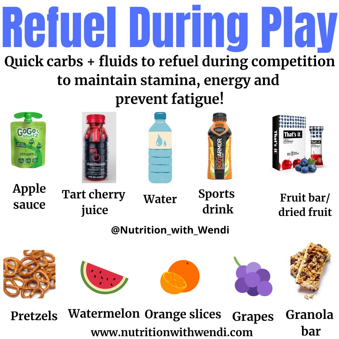 If you're a competitive wrestler, swimmer, basketball or soccer or baseball player YOU require fuel during tournaments &amp; back to back events!
👉Pretzels
👉Applesauce
👉Cherry juice
👉Sports drink
👉Dried/regular fruit

📲Get the full 130+resources here🔥: bit.ly/41e5olB