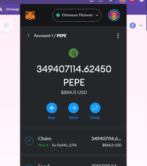 sweetbambieth's tweet photo. Here's how I made $884 with the $PEPE airdrop! 🐸 

Pepe is doing an airdrop in amounts that are randomly selected ranging from $100 to $1000+.

Check this thread for instructions on how to claim! 🧵

#APED $APED $SUI $BOBO $PANDAI $DOGE $WOJAK $GENSLR $MUSK $SHIB #BTC #AIDOGE #TURBO #GUAC #WOJAK  #MONG $MONG $BOB #ETH #Airdrop