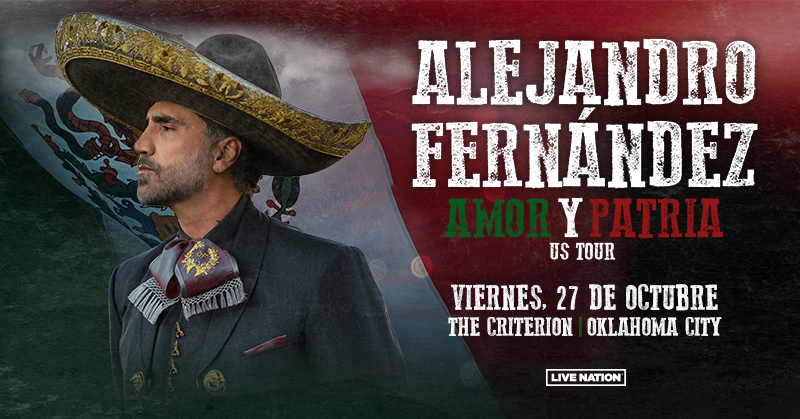 Alejandro Fernández adds a new stop on his Amor y Patria Tour at The Criterion! See him live on October 27th and get your tickets this Friday, May 12th! bit.ly/41f4Wn6