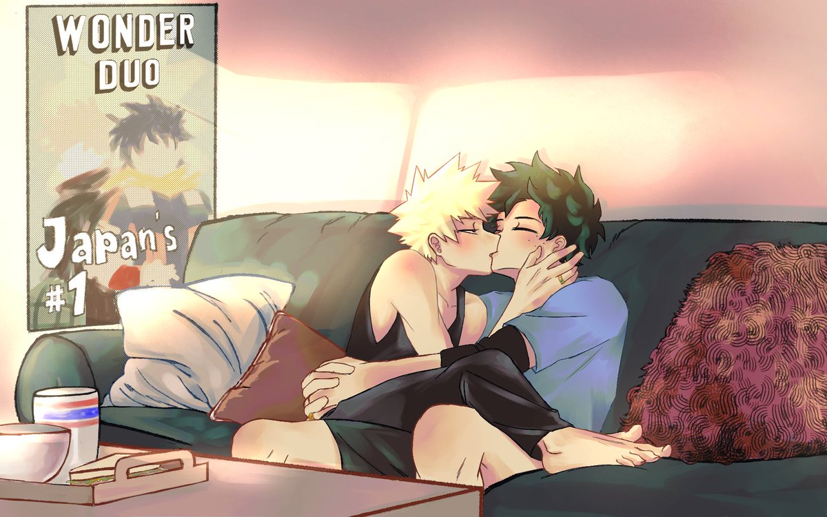 dkbkexchange's tweet photo. Dear @tobytrashytrash please accept this belated gift for the #dkbkValEx2023  A very domestic #DKBK pro-heroes in the future, during their days-off.

A big thank you to @sandeeshee for creating this wonderful art on a short notice! It is an amazing visual feast! https://t.co/6QcUtenFHE