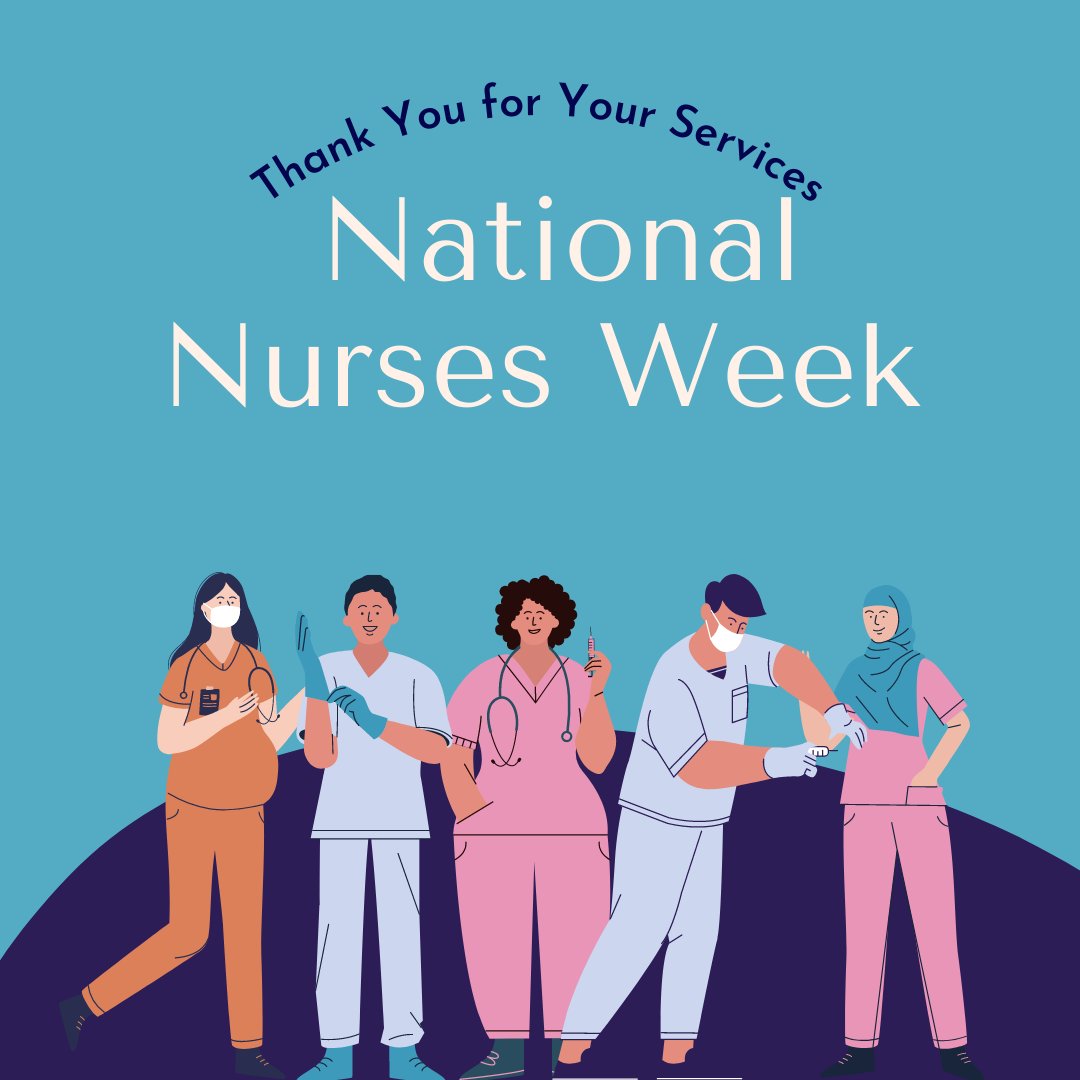 Happy National #NursesWeek to all the #nurses! Thank you for your care, kindness, compassion, and for making a difference! We appreciate all that you do!
#NationalNursesWeek #ThankaNurse #ThankYouNurses👩🏾‍⚕️👨🏾‍⚕️👩🏻‍⚕️