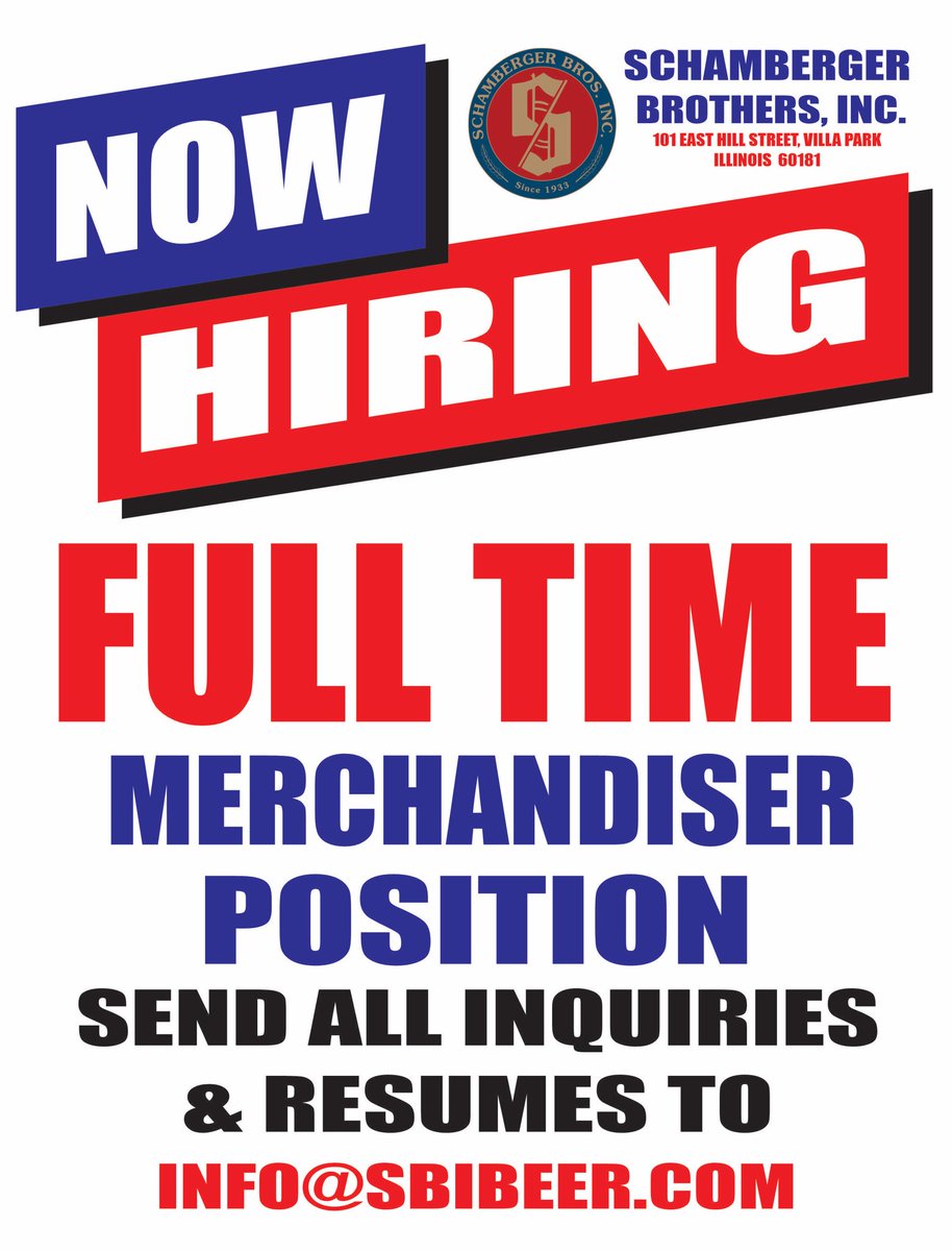 SBIBEER's tweet photo. #NowHiring Full Time Merchandising Position
#jobs #jobseekers https://t.co/MwK1kPrPSn