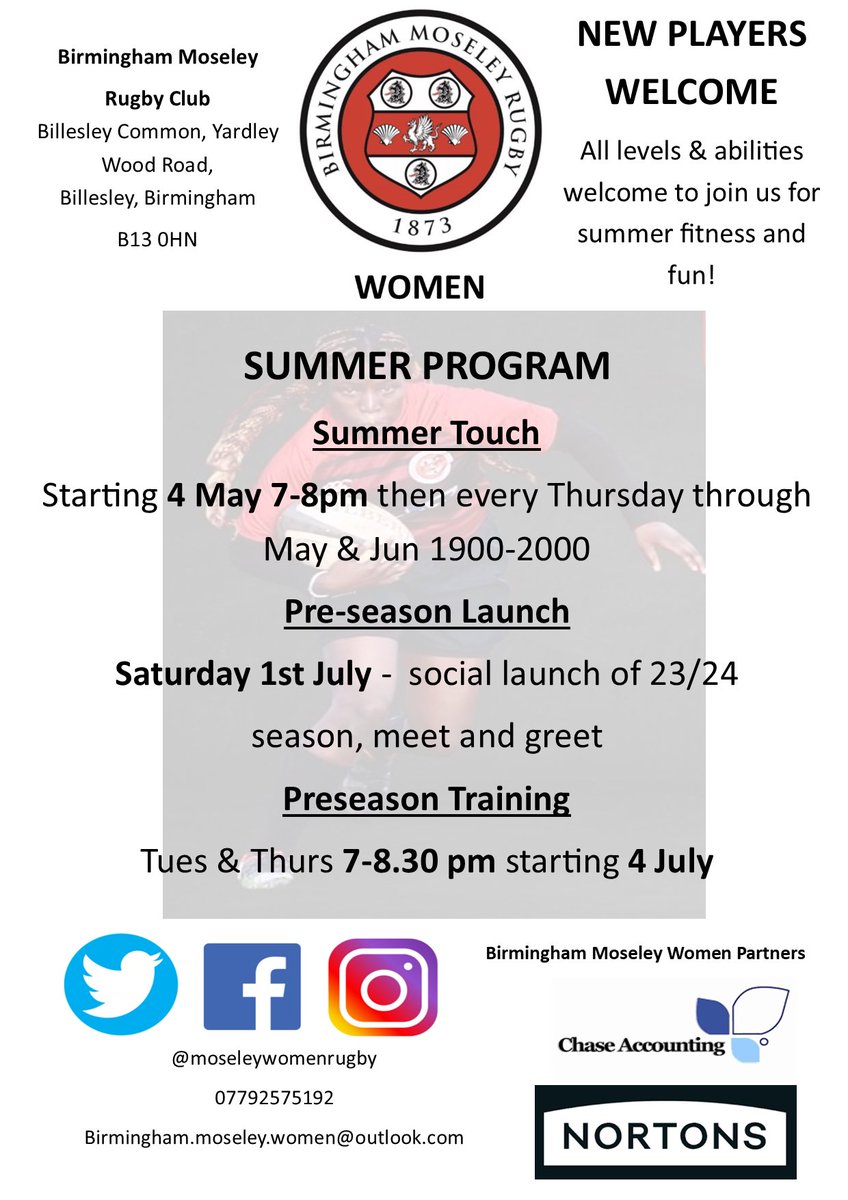 BMWRFC's tweet photo. Looking for a new sport, new club or new way of playing? We are looking for YOU. A great group with lots to offer details 👇🏻 @NorthMidsRFU @RFU_GameDev @MoseleyRugbyFC @Moseleyfans @MoseleyOak @UoBWRFC @UBMSRFC @UBSport @AccountingChase @nortons_digbeth @RFUWomenscomps https://t.co/NPvmlNBmdG