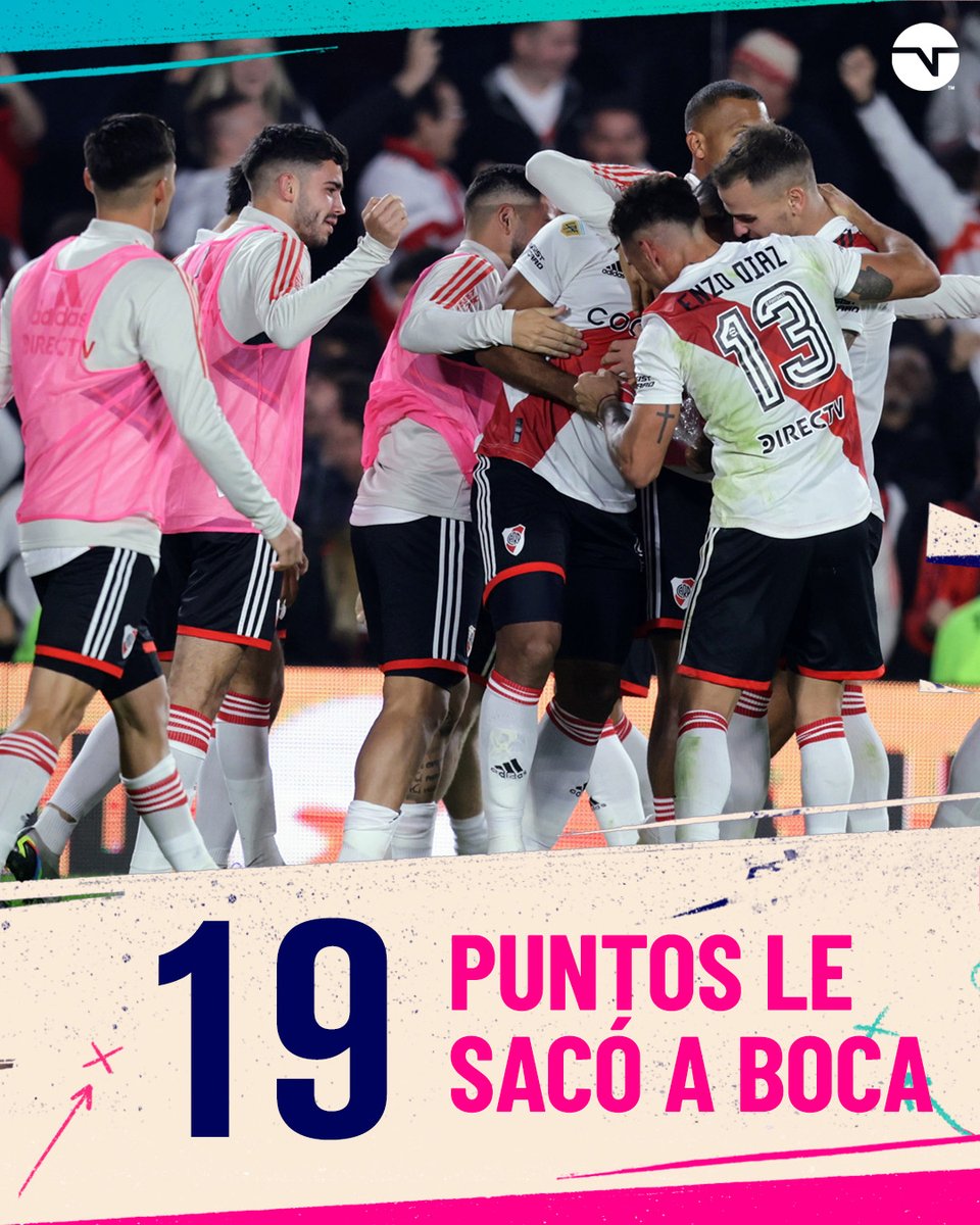 TNTSportsAR's tweet photo. La diferencia histórica que le sacó River a Boca en la #LPFxTNTSports tras el triunfo en el Superclásico ⚪️🔴⚪️ https://t.co/uwEQNvmcLs