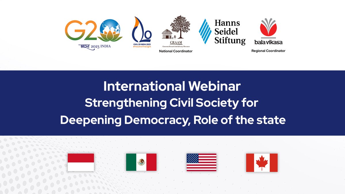 PoliticomGlobal (@politicomglobal) on Twitter photo "Strengthening #civilsociety for deepening #democracy "
Great international webinar with distinguished speakers, including <a href="/JMBeauvoir/">John Miller Beauvoir</a> .
Participants : 80 CSO leaders , scholars & practitioners from the #G20 countries convened by <a href="/balavikasa_ngo/">Bala Vikasa</a> & their partners
#G20India "Strengthening #civilsociety for deepening #democracy "
Great international webinar with distinguished speakers, including <a href="/JMBeauvoir/">John Miller Beauvoir</a> .
Participants : 80 CSO leaders , scholars & practitioners from the #G20 countries convened by <a href="/balavikasa_ngo/">Bala Vikasa</a> & their partners
#G20India