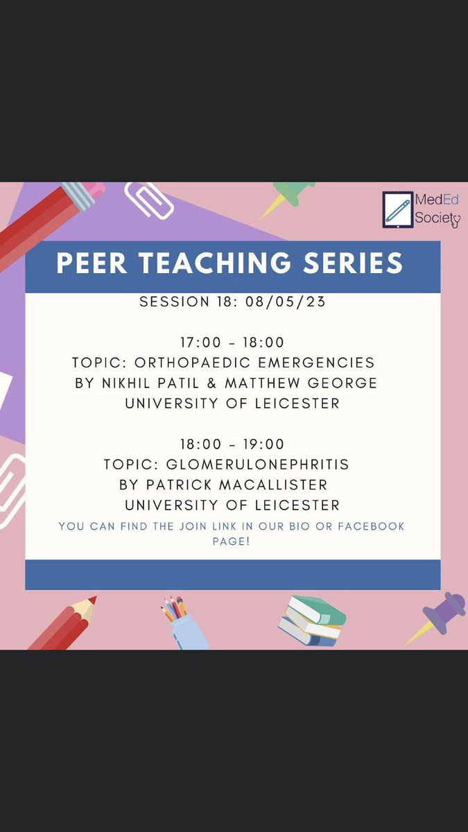 Patrick MacAllister (@paddymac97) on Twitter photo Med Students! We’re talking about ‘nephrotic’ vs ‘nephritic’ again tonight, on behalf of the Leicester MedEd Society.
Microsoft teams details attached in the comments, hope to see as many of you there ☺️ <a href="/LeMedSchool/">Leicester Medical School</a> Med Students! We’re talking about ‘nephrotic’ vs ‘nephritic’ again tonight, on behalf of the Leicester MedEd Society.
Microsoft teams details attached in the comments, hope to see as many of you there ☺️ <a href="/LeMedSchool/">Leicester Medical School</a>