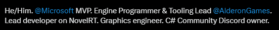 RubyNovaDev's tweet photo. Only took me forever to update my bio.

To be fair I rarely open this site anymore.

Oh well. I'm a lead now for that thing in the #gamedev field what I happen to be good at.

or something. https://t.co/iGUf2Wn4cn