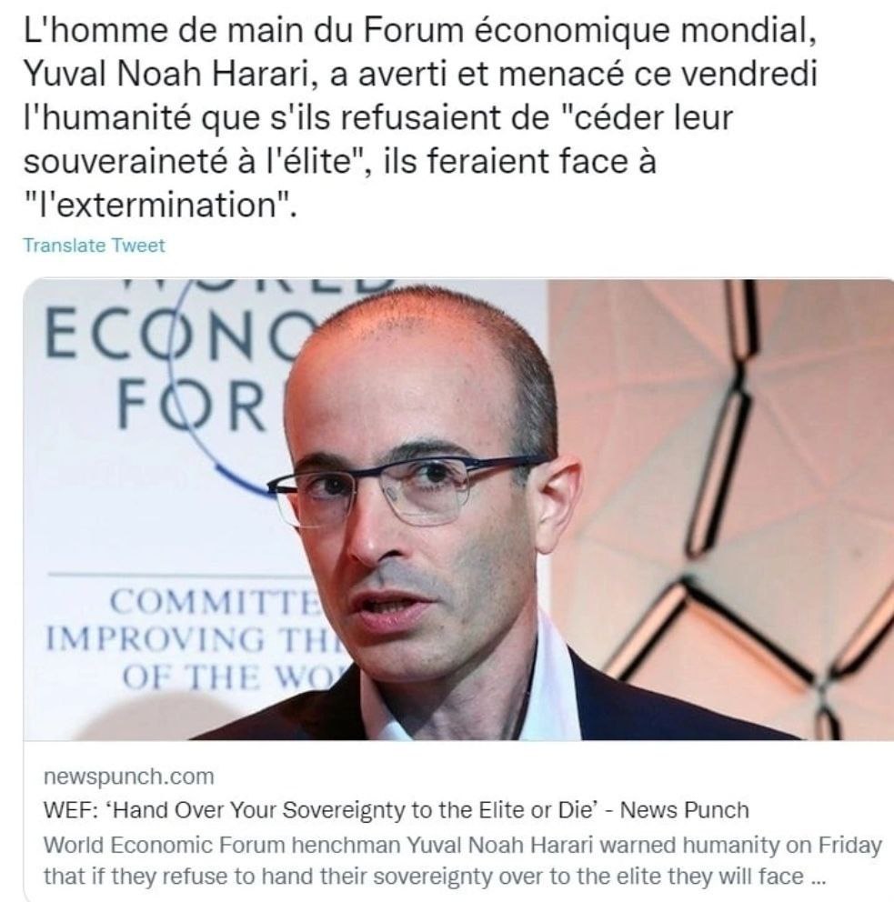 JoeyTemper's tweet photo. @harari_yuval @adamconover Another @wef puppet spreading propaganda and misinformation for the World Economic Forum agenda
#stopthewef #stopglobalisation #stopklausschwab https://t.co/XlSMcwXZ5x