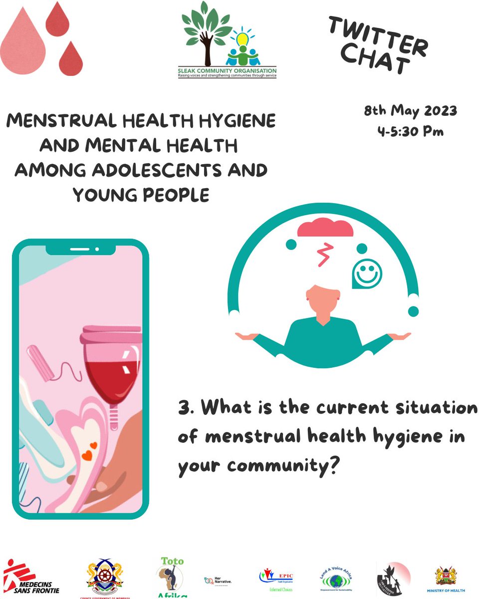 What is the current situation of Menstrual Health Hygiene in your community?
@am_init1 @Epicyouthorg @hernarrativeke @LendAvoiceAfriq @TotoAfrika1 @EshaMohamed6 
#MenstrualHealthMatters #MenstrualHealthAwarenessMonth #MentalHealthMatters #MentalHealthAwarenessMonth