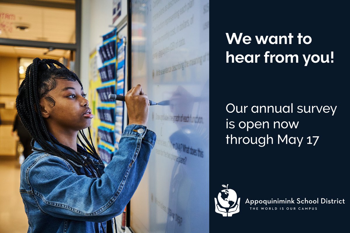 There’s still time to complete ASD’s Annual Survey! Feedback is critical to ensure we are providing children with the skills, knowledge, and expertise they need to be ready for what’s ahead in their future. The survey will close May 17!

apposchooldistrict.com/apps/pages/?ty…