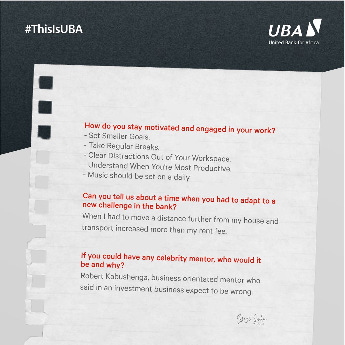 UBAUganda's tweet photo. We're lucky to have Ssozi as part of the UBA family, and we can't wait for you to get to know him better. Keep following our #ThisIsUBA campaign to learn more about the incredible staff members that make UBA the bank of choice for so many customers. https://t.co/ORnTzS5iGT