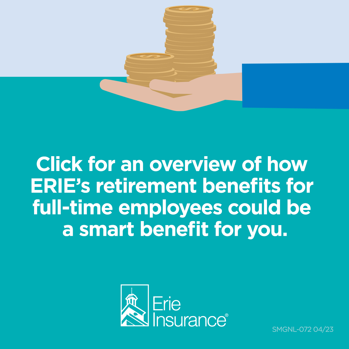 ERIECareers's tweet photo. Pension + 401(k) 😲 Now that’s a great perk that only 3% of companies offer! Learn more about how ERIE sets you up for success -- now and in the future. #retirementpackage #pension #401k #nowhiring https://t.co/7cnB8VCtij