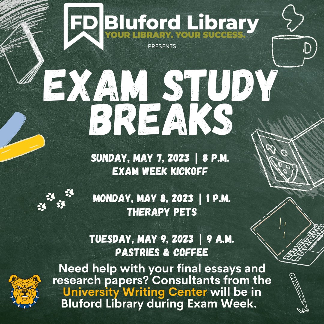 blufordlibrary's tweet photo. Hey Aggies, therapy pets will be at the library TODAY at 1pm. Visit us for a study break! #BlufordLibrary #ncat https://t.co/jiHUAv7WrX
