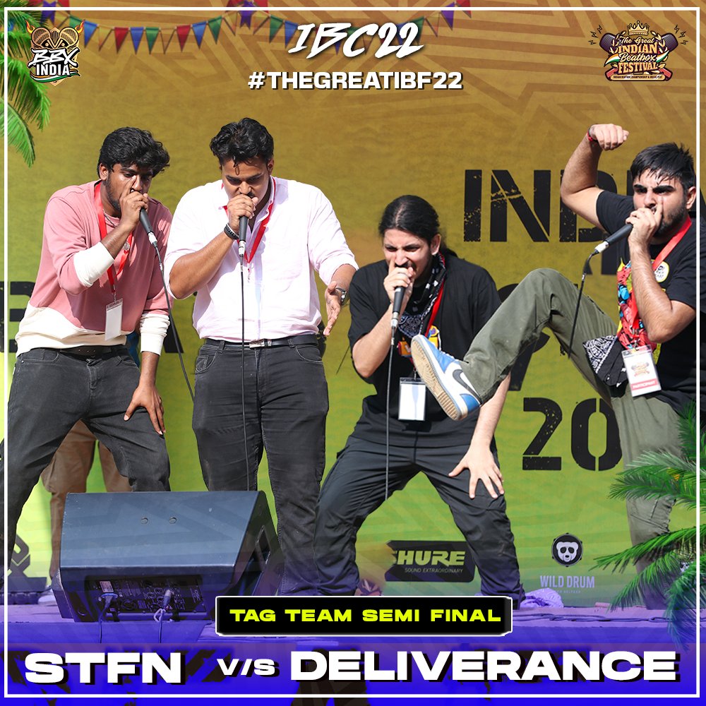 STFN VS DELIVERANCE | TAG TEAM SEMI FINAL | Indian Beatbox Championship 2022 #IBC2022 #TheGreatIBF22

Join the YouTube Premiere on BBXINDIA - Beatbox India at 8:00 pm IST👇🏻 
youtube.com/@bbxindiaoffic…

#BeatboxIndia #WeSpeakMusic #Beatbox