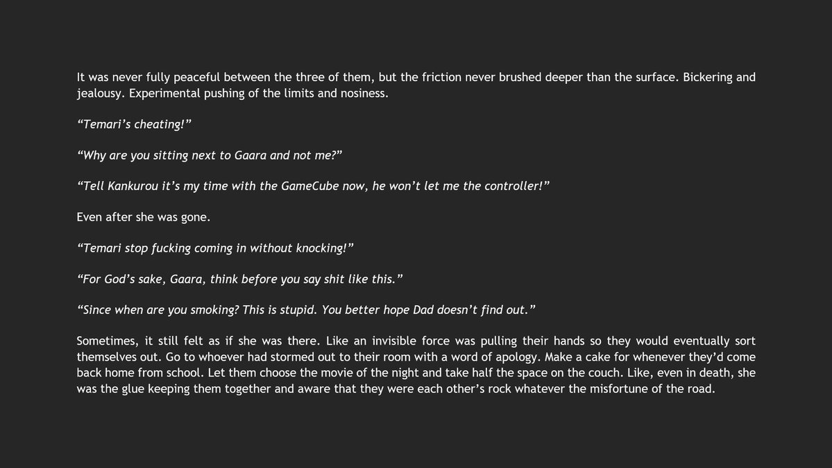 Edai_Crplpnk's tweet photo. #SandSibWeek - Day 3: Tradition

I didn't get the time to write a fic this year so I'll be sharing snippets of my upcoming Sand Sib fic, Haemorrhage. https://t.co/8j8Ky1gB4L