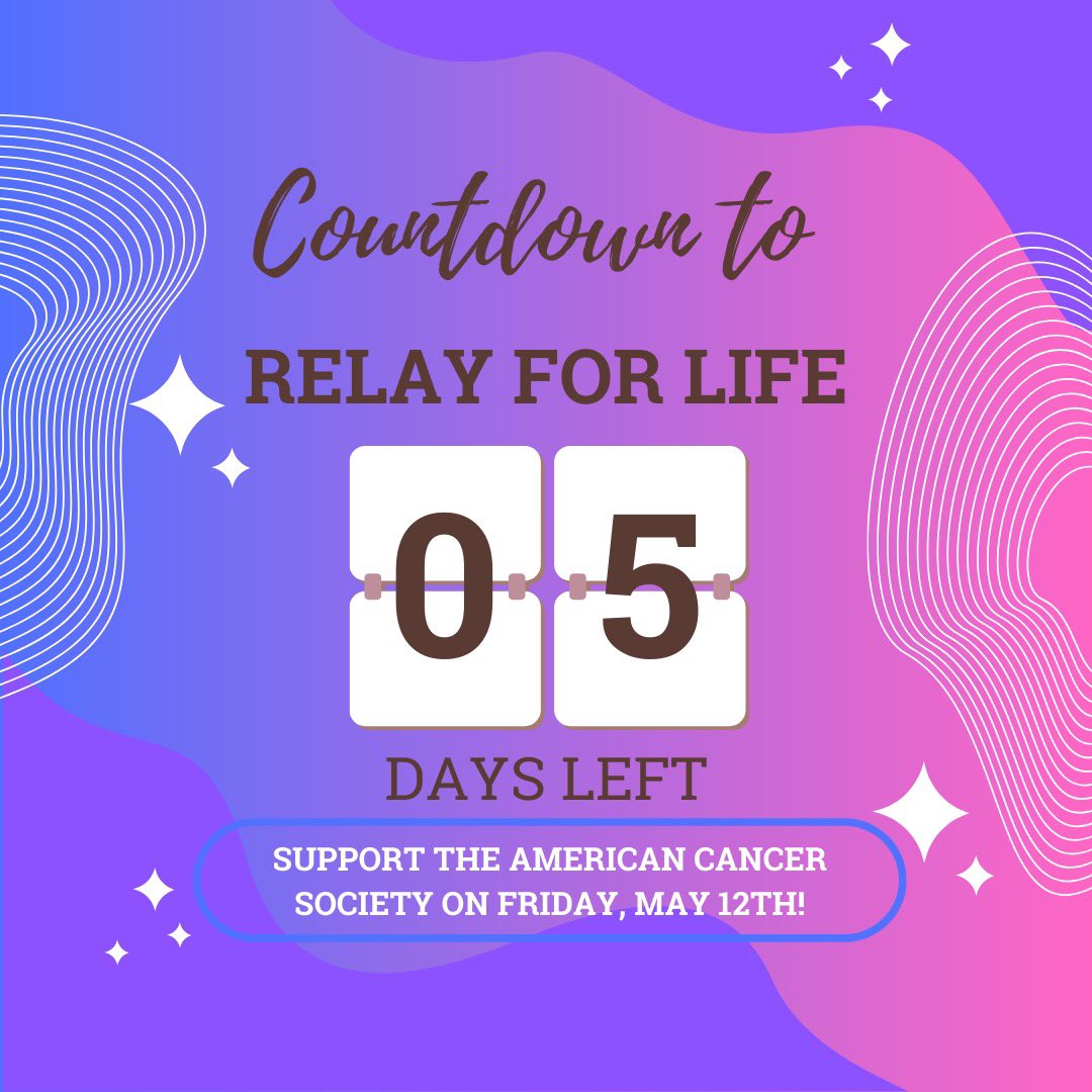 Relay For Life is this Friday, May 12th, starting at 5 PM! There will be food trucks, games, a DJ, raffles, and more! Bring all of your friends and family!! <a href="/FazioSally/">Mrs. Fazio 💜</a> @OBSupCittadino