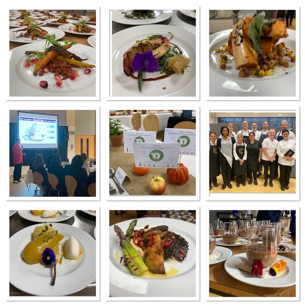 ChartwellsInd's tweet photo. We were honoured to cater the Nightingale Dinner at @Embley school. The plant-based, 3-course menu used #LocalProduce and was accompanied by a captivating speech from @Carolyn Ball explaining why we must change our food systems to drive the #ZeroWaste mission forward. https://t.co/oO5lA9P0PW