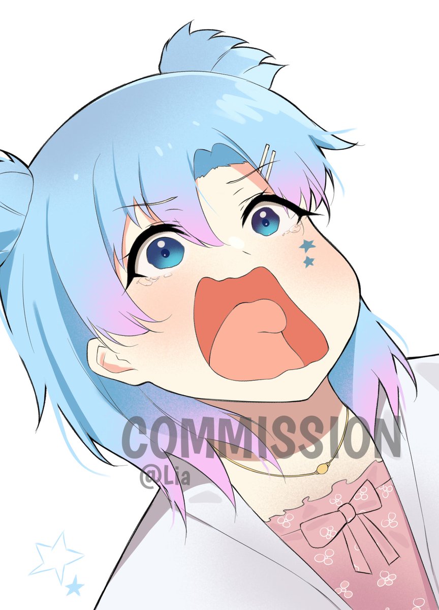 open mouth 1girl solo blue eyes blue hair pink hair gradient hair  illustration images