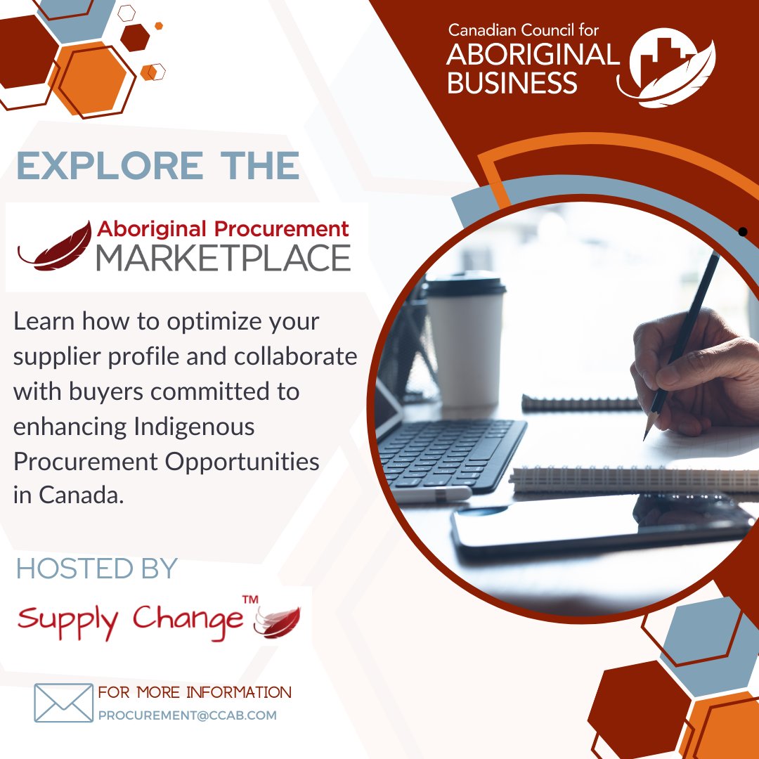 Join us for an orientation of CCAB's Aboriginal Procurement Marketplace on May 16th at 12:00 p.m. EST. Learn how to optimize your Supplier profile and collaborate with CCAB Corporate Members. Register today bit.ly/3Kgbn38