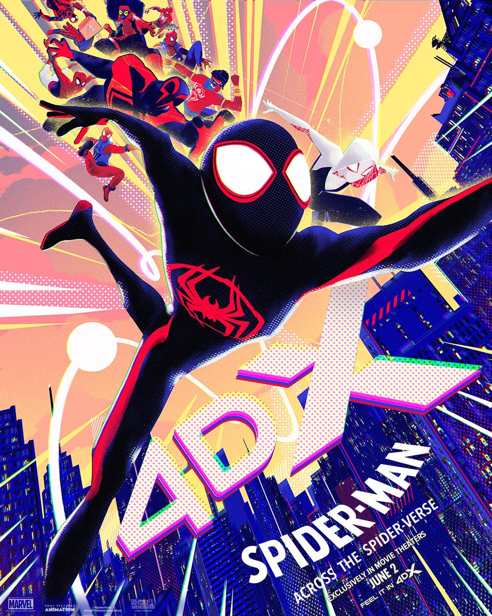 Check out the exclusive @4DXUSA artwork for Spider-Man: Across the Spider-Verse!
On June 2 the Spider-War is coming. Experience the #SpiderVerse like never before - in 4DX! 😲 Don't just watch the movie, get tickets NOW and feel it in 4DX! 🎟 #4DX #FeelItIn4DX