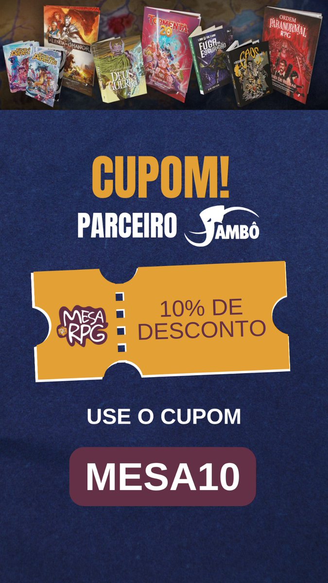 Desconto Paranormal! Você que está indo agora no site da <a href="/jamboeditora/">Jambô Editora</a> comprar a HQ de Ordem Paranormal e ter a Iniciação no universo criado por Cellbit, usa nosso cupom "mesa10" para ganhar 10% de desconto! Visita lá: jamboeditora.com.br #ordemparanormal #iniciação