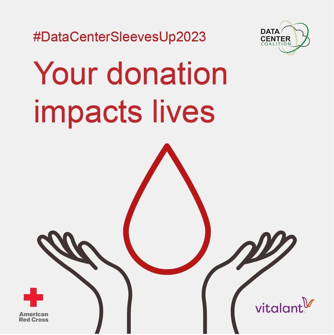 VantageDC's tweet photo. Today marks the start of the @DCC_org #DataCenterSleevesUp2023 virtual blood drive! Join us in pledging to donate blood by June 5 to help save lives. #VirtualBloodDrive #CommunityEngagement #DataCenters https://t.co/rBBW6l0Cpx https://t.co/GUlOztIYrg