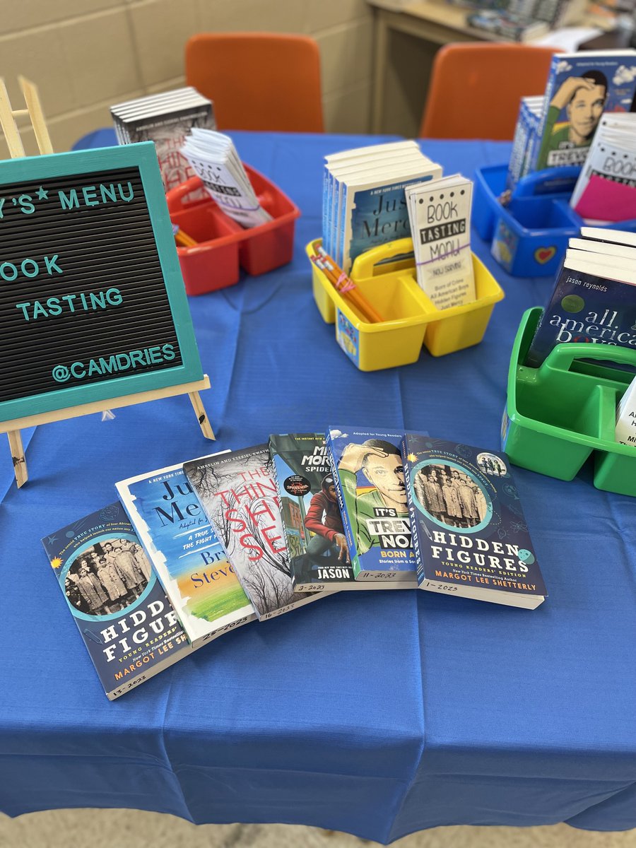 camdries's tweet photo. Want to get teens interested in reading? How about a Book Tasting, featuring diverse texts, QR codes, and some delicious homemade cookies!  @WECDSB @koppeser https://t.co/04zX640gkZ