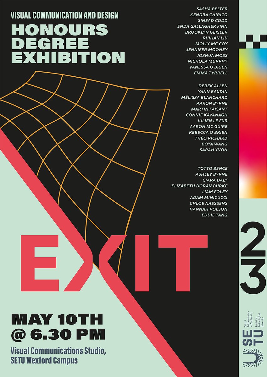 SETUIreland's tweet photo. SETU's Visual Communications and Design programme will host its Honours Degree Exhibition this week! #SETU

🗓️| Wednesday 10th May
🕐| 6.30pm
📍| Wexford Campus https://t.co/ZpE7rnM1aY