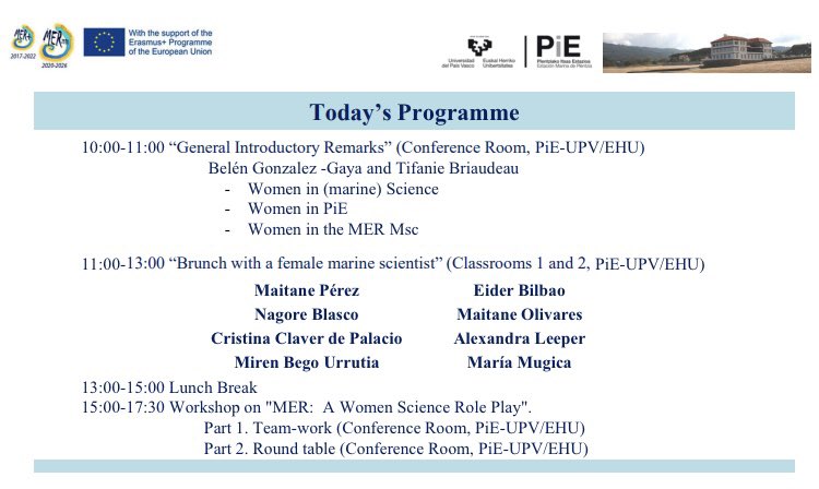 Today celebrating the #WOMEN #MARINE #SCIENTISTS' DAY at MER master <a href="/pie_upvehu/">PiE-UPV/EHU</a>
