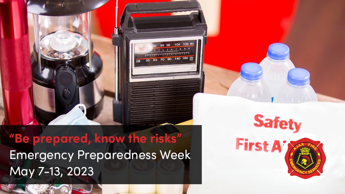 ajax_fire's tweet photo. ๐ขMay 7 - 13 is #EmergencyPreparednessWeek2023 and #AjaxFire wants you and your family to be prepared!
ย
This year's theme is: โBe prepared, know the risksโ
For tips and to learn more check out the full news release at: https://t.co/oG4MQ68w0G https://t.co/MtYAbZOoKC